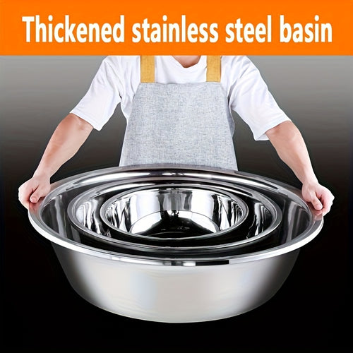 16 Inch Stainless Steel Mixing Bowl with Footed Design - Rust-Resistant Large Salad Bowl, Vegetable & Fruit Washing Basin, Dish Pan & Soaking Tub for Home Kitchen, Easy to Clean, Durable Kitchenware, Bowls for Kitchen father gift