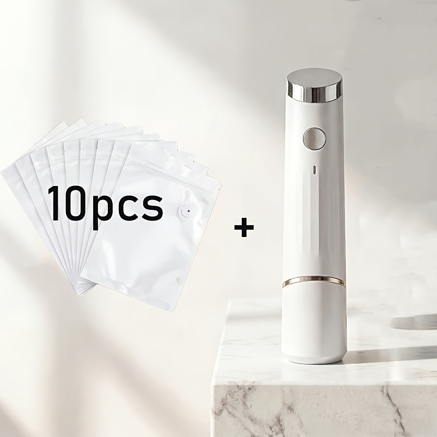 Compact Vacuum Sealer for Food (Vacuum Sealer Machine + 10 Reusable Vacuum Bags) Powerful Handheld Vacuum Sealer Machine, Seal Meal Saver, Portable Food Sealer