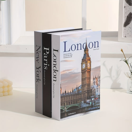 3pcs Decorative Book Set - Fashion Hardcover Storage Boxes, White & Black Artificial Books for Coffee Table or Shelf Décor – Perfect Home Accent (Christmas Halloween)