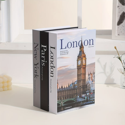 3pcs Decorative Book Set - Fashion Hardcover Storage Boxes, White & Black Artificial Books for Coffee Table or Shelf Décor – Perfect Home Accent (Christmas Halloween)