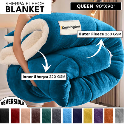 480GSM Heavy Sherpa Fleece Blanket – Double-Sided Warm Throw for Couch, Bed, Office and Travel, Reversible All Season Comfort, Room & Sofa Decoration, Holiday Gift, Sofa Blankets