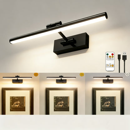 16'' Picture Light with Adjustable Brightness - Wireless Battery-Powered Wall Light (6000mAh), Remote-Controlled Atmosphere Art Light for Displaying Photos, Frames & Portraits, Enhances Home Ambiance