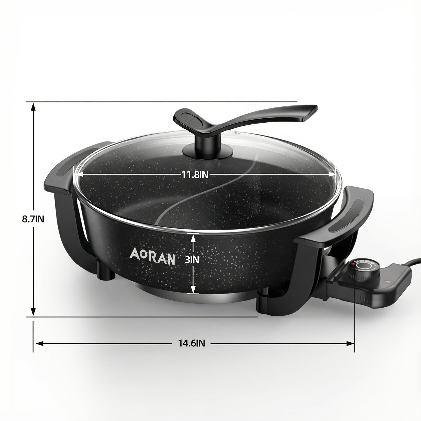 Mandarin Duck Hot Pot Electric – Large Capacity Non-Stick Divided Hot Pot for Steaming, Boiling, Frying & Stewing, Quick Heating, US Plug, Perfect for Family Hot Pot Night
