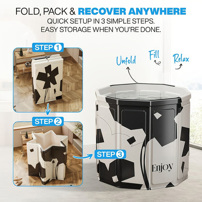 Adult Hot Tub, & Cold Soaking Tub, Foldable Full Body Bath Barrel For Home, Multi-use Storage Bucket With Non-slip Base, Durable Odorless Space-saving, Portable For Travel & Small Spaces, Ideal Holiday Gift, Essential Bathroom Accessory