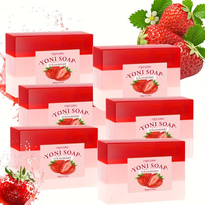 6pcs And 3pcs Of Ladies' Strawberry Intimate Soap 100g, Soap And Bath Products For Cleansing The Skin, Balancing Value, And Long-lasting Fresh Fragrance