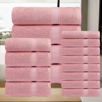 16pcs pink bath towel set