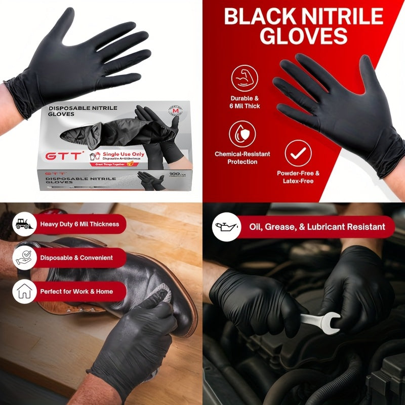 Black Nitrile Disposable Gloves, 200 Count Packaging, Flexible And Form-Fitting, Chemical, Grade -Free, Maintenance Team Use