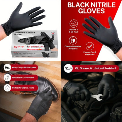 Black Nitrile Disposable Gloves, 200 Count Packaging, Flexible And Form-Fitting, Chemical, Grade -Free, Maintenance Team Use
