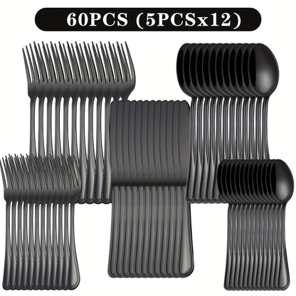 Stainless Steel Flatware Cutlery Set, 20/22/40/60/72pcs For 4/8/12, Silvery/Black, For Home Kitchen Restaurant Hotel, Kitchen Utensils Set, Mirror Polished, Dishwasher Safe, Perfect For Gifts And Weddings.Local Warehouse, Father'S Day Gifts