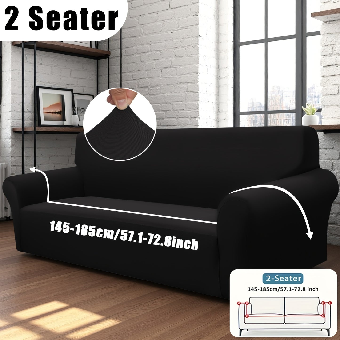 Classic Stretch Sofa Cover with Elastic Band, Milk Fiber Fabric Slipcover-Grip, Machine Washable, Polyester & Spandex, Fits Armchair to 4-Seater Sofas, International Style Throw Design
