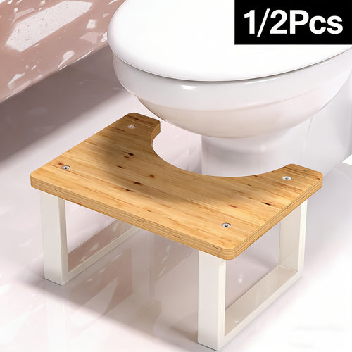 Squat Toilet Stool with Non-Slip Bamboo Surface, Wide Base & 400 LBS Capacity – Ergonomic Bathroom Foot Stool for Adults, Potty Training Aid, Stain & Crack Resistant, Fits Most Toilets, Home & Hotel Use