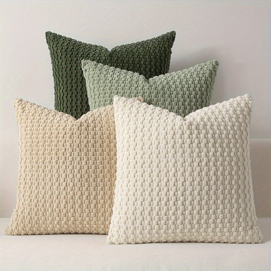 Velvet Throw Pillow Covers 4-Pack 20x20 Inch - Double-Sided Soft Cushion Covers with Zipper, Machine Washable Decorative Pillowcases for Sofa Couch Bed Chair, Modern Home Decor