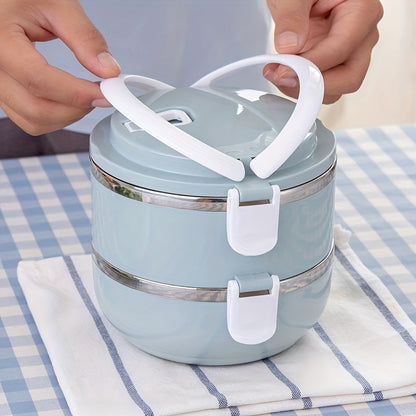 Stainless Steel Lunch Box Set - Class 1 Insulated Bento Box with Lid, Hand Wash, Cylindrical, Hand Operated, Suitable for Office, School, Camping, Picnic, Kitchen Locker (47.34oz)