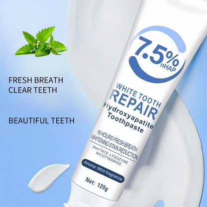 6pcs 7.5% Nano Whitening Toothpaste, Hydroxyapatite Cleaning Toothpaste, Deep Cleaning, Gentle And Non Stimulating, Mint Flavored Fresh Breath Toothpaste, Daily Care, Essential Care Set for Family Travel, Oral Care