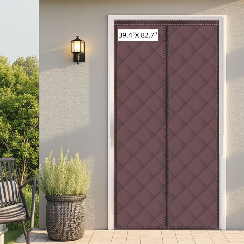Magnetic Thermal Insulated Door Curtain, Fits 36" X 80" Door (Curtain Size 38'' X 82''), Insulation Cover Blanket for Winter/Sliding Glass/Patio Doors, Keep Cold Out, Grey/Brown