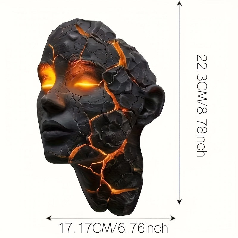 3D Shattered Wall Lamp LED Night Light | Broken Face Moving Effect Wall Decor Light for Bedroom Living Room Bar Cafe Gothic Home Lighting Plug-in Easy Install