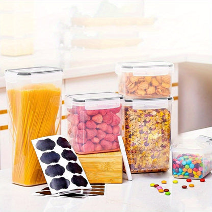 12/14/20/48/84pcs Food Storage Container Set, Fresh-Keeping Boxes, Easy-to-Secure Lids - Airtight Plastic Containers, Suitable For Pantry, Travel, Outdoor Picnics, Kitchen Organization, Comes With Labels And Marker(6/7/10/24/42 Lids+Containers)