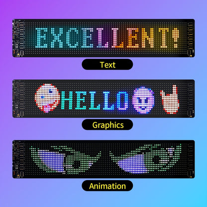 Programmable LED Sign Flexible Matrix Panel – App & USB Control, RGB Multicolor, Music Sync, Text & Animation Display for Indoor Shop, Party & Event Decoration (16×32 to 16×192)