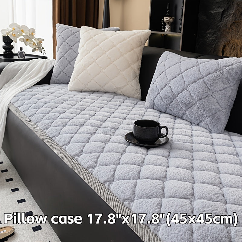 One Thickened Faux Rabbit Sofa Cover Or One Cushion Cover. Pet-Friendly, Machine Washable, Non-Slip, And Warm. Suitable for Bedrooms, Offices, Living Rooms, And Other Home Décor. Can Also Be Used As a Sofa Cushion