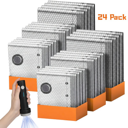 24 Pack Travel Compression Bags with Pump, Vacuum Storage Pouches for Clothing, Space Saving Sealing Bags for Backpack And Suitcase