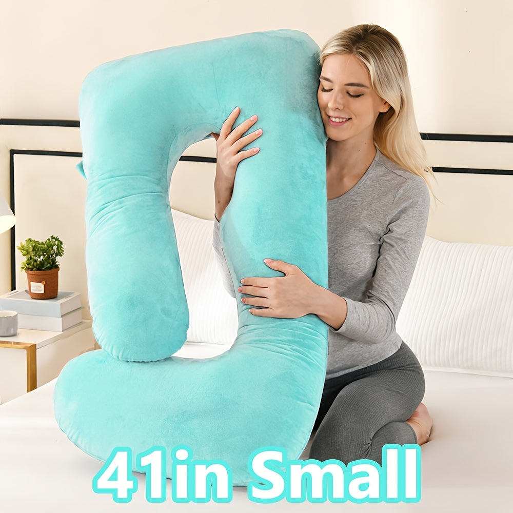 60-inch J-Shaped Full Body Pillow, Maternity Pillow, Maternity Full Body Pillow with Velvet Pillowcase, Full Body Pillow with Back, Leg, And Tummy Support, Helps Ensure Adequate, Comfortable Sleep, Halloween And Christmas Gift