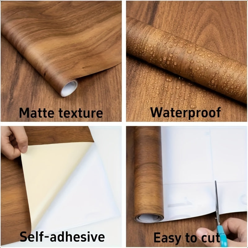 Wood Grain Floor Sticker Roll Peel & Stick Self-Adhesive Non-Slip Thickened Vinyl – Vintage DIY Flooring for Walls, Floors, Desks & Door Panels