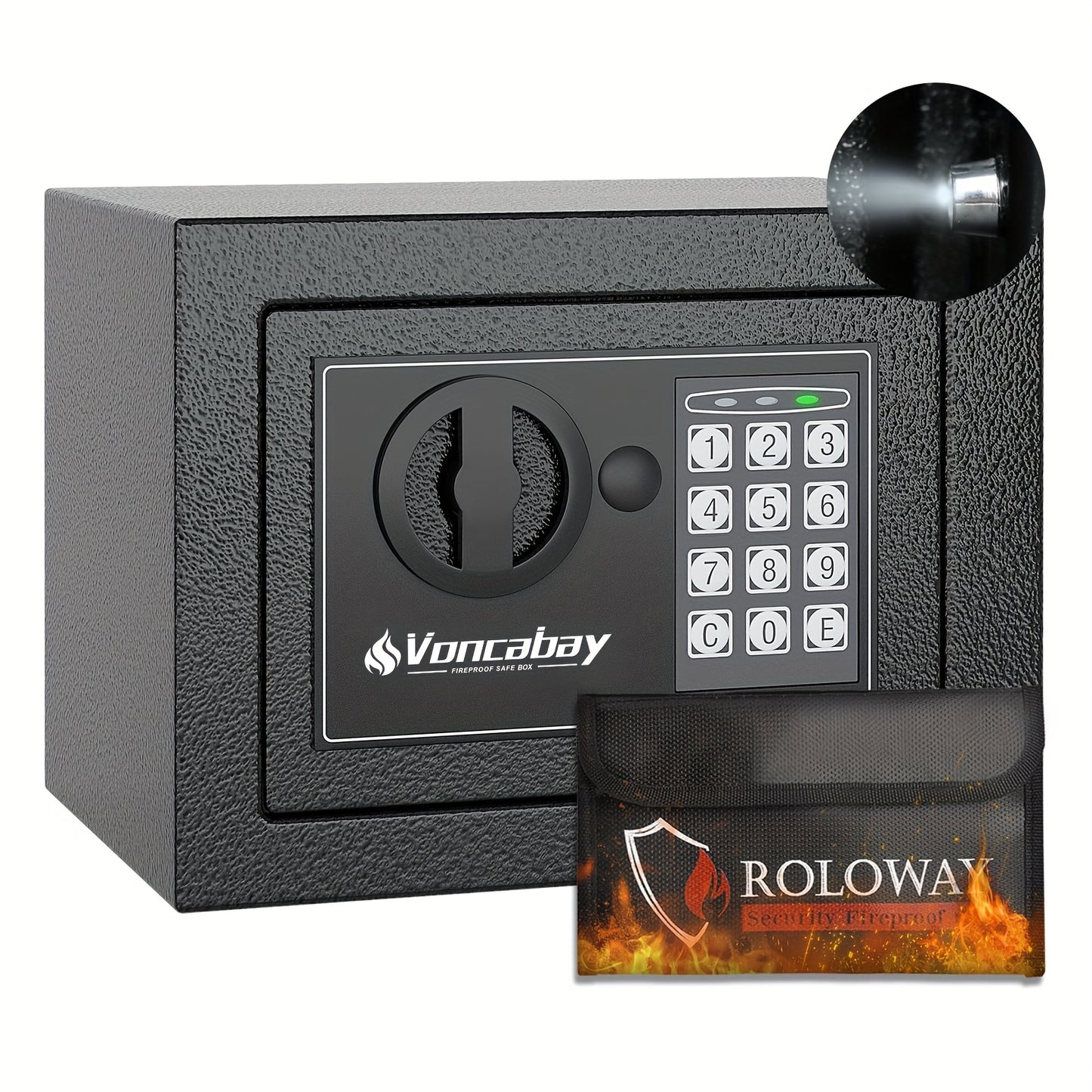 ROLOWAY Fireproof Safe, Keyboard Lock, Black, Including Fireproof Bag - Safe Storage for Home And Office, Available In Multiple Sizes Christmas Gift. Valentine's Day Items