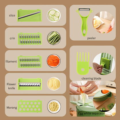 16-function Vegetable Chopper, Professional Onion And Potato Chopper, Multi-functional Food Chopper, Kitchen Vegetable Slicer And Dicer, Vegetable Grater, Carrot Chopper with Container