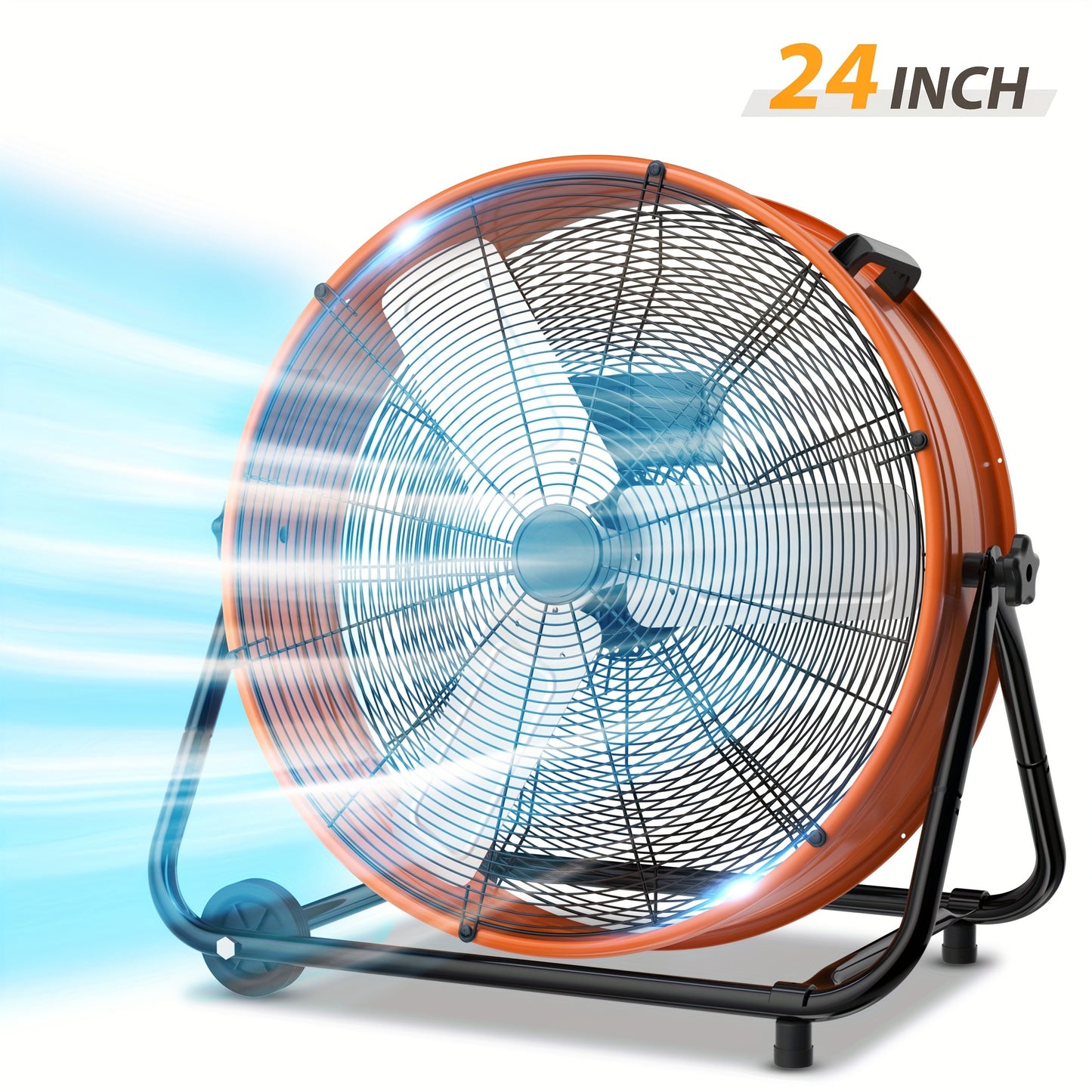 Industrial Drum Fan High Velocity Floor Fan 24/30 Inch 3-Speed Heavy Duty Metal Air Circulator 360° Tilt with Casters ETL Listed for Warehouse Garage Patio Commercial Use