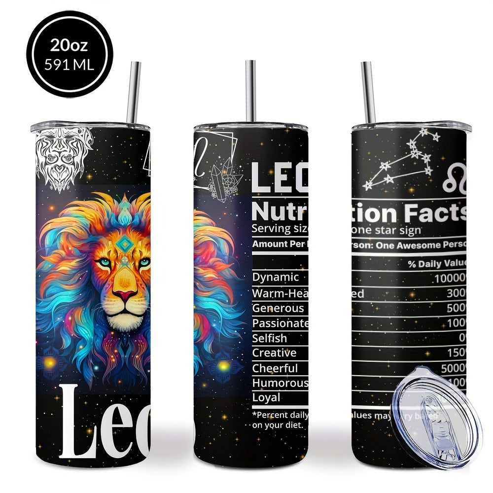 Zodiac Sign Design Coffee Mugs, 304 Stainless Steel Insulated Tumbler with Lid And Straw, Beverage Container & Travel Cup for Hot & Cold Drinks, 20oz Camping Drinkware, Ideal Gift for Birthday, Parties, Holiday, Thanksgiving Day, Halloween, Christmas
