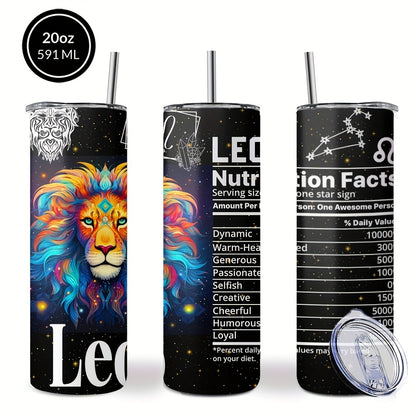 Zodiac Sign Design Coffee Mugs, 304 Stainless Steel Insulated Tumbler with Lid And Straw, Beverage Container & Travel Cup for Hot & Cold Drinks, 20oz Camping Drinkware, Ideal Gift for Birthday, Parties, Holiday, Thanksgiving Day, Halloween, Christmas