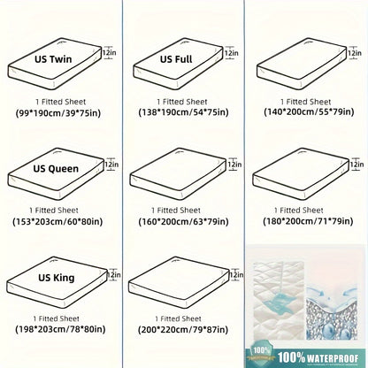 1pc Waterproof Fitted Sheet - Soft, Comfortable, Breathable Solid Color Mattress Cover, Ideal For Bedroom, Guest Room, Machine Washable Polyester Fabric, Breathable Liner, No Print Design, Dorm Room Essentials | Modern Aesthetic | Smooth Texture