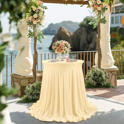 Spandex Cocktail Table Cover Round Stretch Tablecloth for Party Wedding Banquet – Elastic High Top Table Cloth Fitted Cover for Events, Birthdays, Hotels, Outdoor Picnic, Exhibition