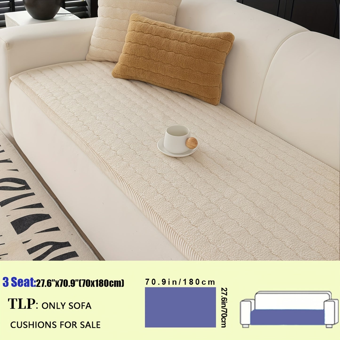 Bohemian Style Thickened Plush Sofa Cover - Machine Washable, Pet Friendly, Non-slip Sofa Cover, Suitable for Living Room, Bedroom, Office Decoration, Comfortable Sofa