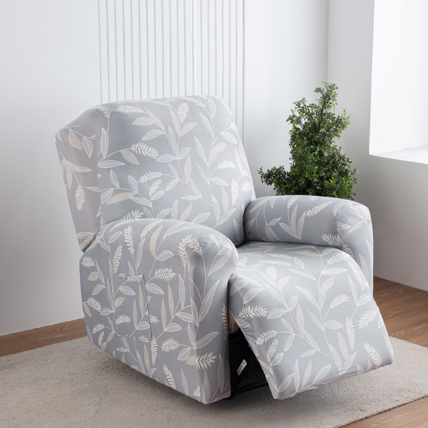 4pcs/set High Elasticity Lounge Chair Cover with Side Pockets, Elastic Printed Lounge Chair Cover Suitable for Bedrooms, Offices, Living Rooms, Durable, Pet Friendly, And Essential for Home Holiday Decoration