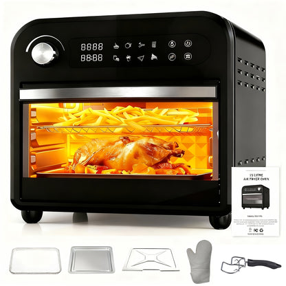 Extra Large Capacity Convection Air Fryer Toaster Oven Combo, 360° Hot Air Circulation, High Power Fast Preheat & Cooking, LED Digital Display & Precise Temperature Control, Stainless Steel, Easy to Clean, Healthy Low-Oil Cooking, Holiday Gift 16QT