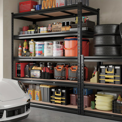 3020LBS Storage Shelves 48" W Garage Shelving Heavy Duty 5 Tier Heavy Duty Shelving Adjustable Garage Shelves for Basement, Warehouse, Commercial, Easy Assemble, 47.9"W X72"H X 24"D/40"W X 20"D X 60''H, Black & Galvanized, Standing Shelf