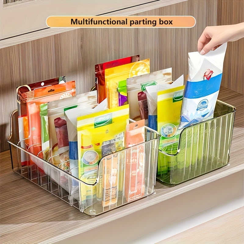 1 Transparent Plastic Seasoning Storage Box with Adjustable Compartments | Multi-functional Kitchen Organizer Suitable for Spices, Snacks, and Small Items - Detachable Seasoning Rack, Large-Capacity for Refrigerator and Countertop