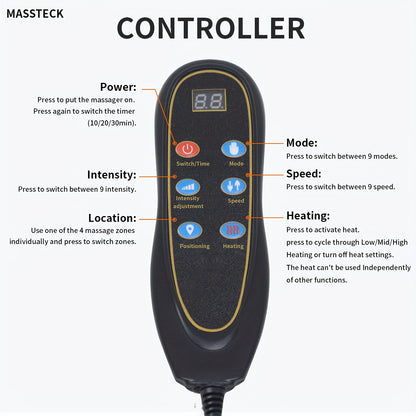 MASSTECK Massage Seat Cushion for Couch, Chair, Massager Mat with Heat, Lumbar Traction & Relax, 9 Vibration Motors & Triple Back Heating Pad, Full Body Massager for Back Waist Hip Leg, Massager Gift for Mom/Dad/Women/Men, Christmas Gift