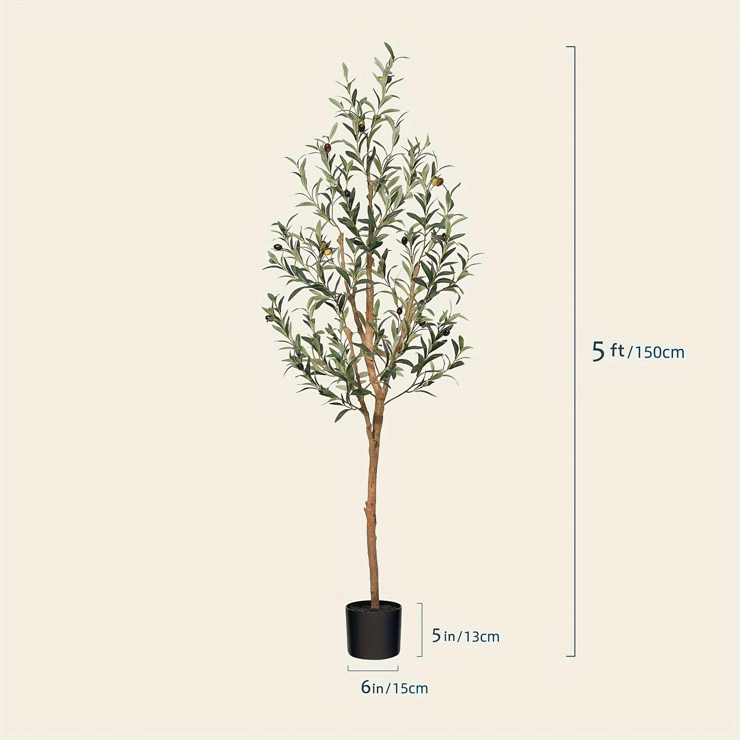 Artificial Olive Tree Potted Faux Plant Real Wood Trunk Lifelike Fruits Indoor Outdoor Home Office Decor Fake Silk Tree Multiple Sizes Available 4ft 5ft 6ft 7ft