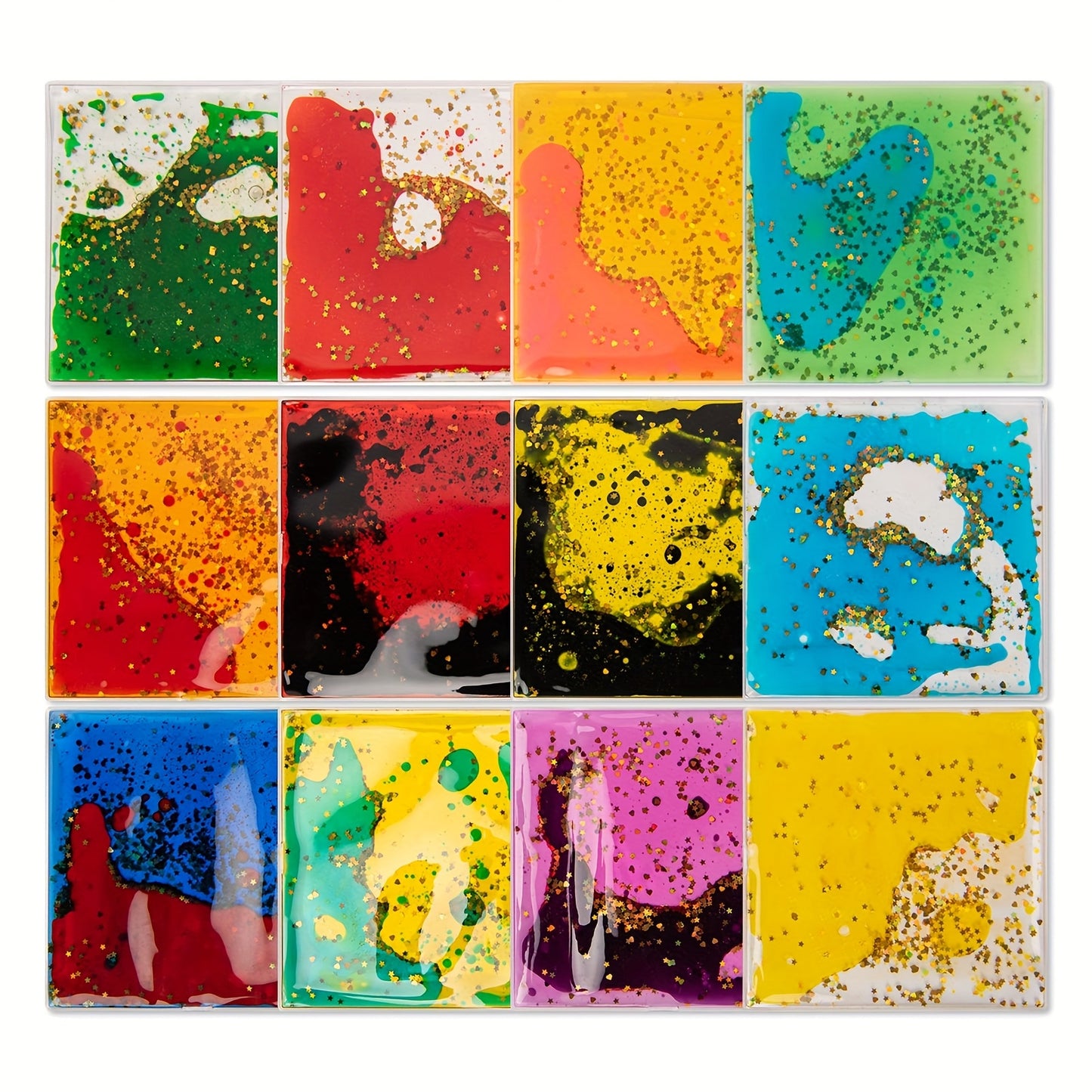 12pcs Liquid Tiles Vinyl Flexible Stickers, Wall Or Floor Decor And Stress Relief (5.9"X 5.9")