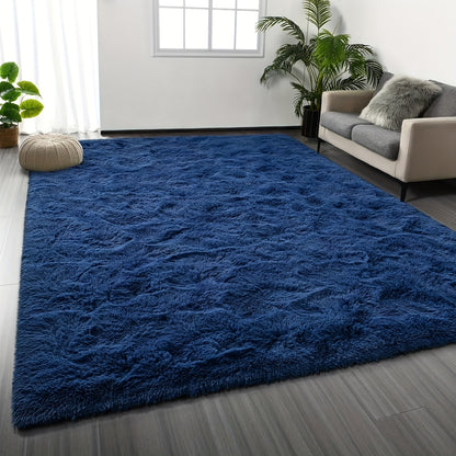 Shaggy Plush Area Rug - Soft Fluffy Carpet for Living Room, Bedroom & Sofa | Non-Slip Machine Washable Tie-Dye & Solid Color Long Pile Rug | Luxury Home Decor Floor Mat in Multiple Sizes & Colors