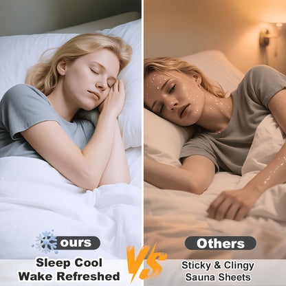 4pcs Bamboo Cooling Bedding - Cooling Bamboo Fiber Fitted Sheet Set, Extra Deep Bamboo Sheet Set- Suitable For Hot Sleepers, Kids, Children Pillowcases, Flat Sheet And Fitted Sheet - A Perfect Gift For Family, Queen And King Sizes, Next Day Delivery
