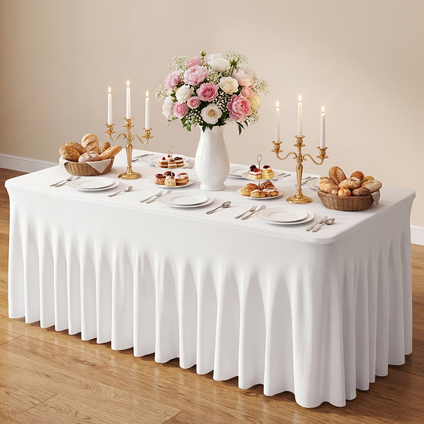 1pc/2pcs/4pcs Table Skirts, 4Ft/6Ft Table Cloth, Black/White Table Cloth Rectangle, for Rectangle Tables, Table Skirts for Rectangle Tables, Tulle Table Skirt, for Birthday, Graduation Ceremonies, Family Dinners, And Christmas