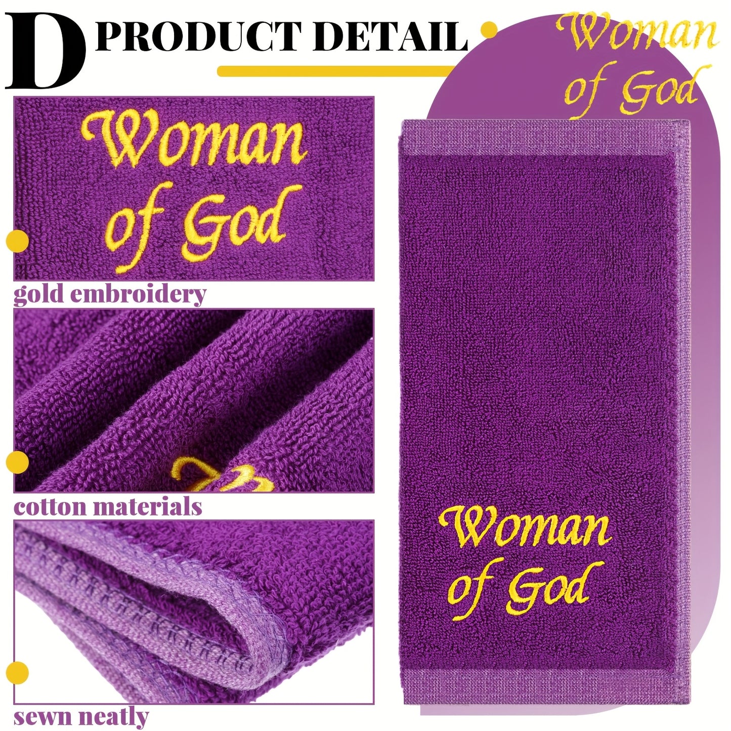 6pcs Pastor Towels For Men Pastor Hand Towels Woman Of God Handkerchiefs Church Clergy Handkerchief (Purple, Wash Cloths