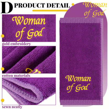 6pcs Pastor Towels For Men Pastor Hand Towels Woman Of God Handkerchiefs Church Clergy Handkerchief (Purple, Wash Cloths