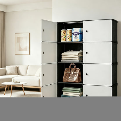 Modular Storage Cabinet, 3-Tier & 4-Tier Magnetic Door Wardrobe Organizer, Large Capacity Stable Load-Bearing Dust-Proof Odor-Free Closet Organizer, Easy To Assemble For Bedroom Dorm Apartment Living Room, Trunks