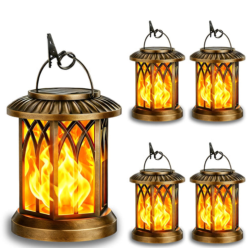 2/4Pack Solar Lantern Outdoor Lights, Christmas Light, Upgraded Flickering Flame Solar Lanterns Lights Outdoor IPX5 Waterproof, Hanging Outdoor Solar Lanterns Lights, Auto On/Off Up to 12Hrs Lanterns for Yard Garden Decor