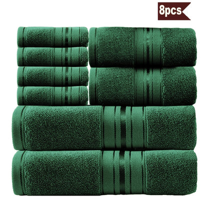 Luxury 8pcs Bath Towel Set, 100% Cotton Premium Hotel Quality, Includes 2 Bath Towels, 2 Hand Towels, 4 Washcloths, Soft Absorbent Spa Towel Collection, Ideal for Bathroom, Hotel, SPA