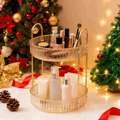 2/3 Floor Bathroom Trays 360 Rotating Makeup Organizer High-Capacity Skincare Clear Make Up Storage Perfume Organizers Detachable Multi-functional Assembly The Third Layer Comes with An Additional 2 U-shaped Hooks And 1 Tray, Bathroom Trays